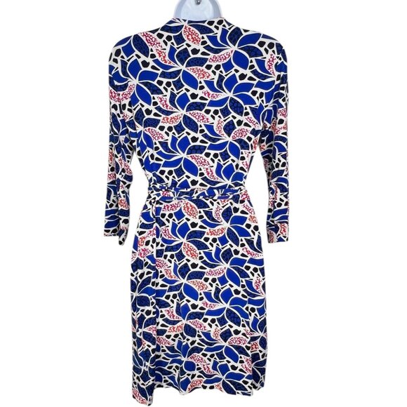 Diane Von Furstenberg DVF Julian Two Wrap Dress Blue Printed Viscose 10 - Picture 8 of 11